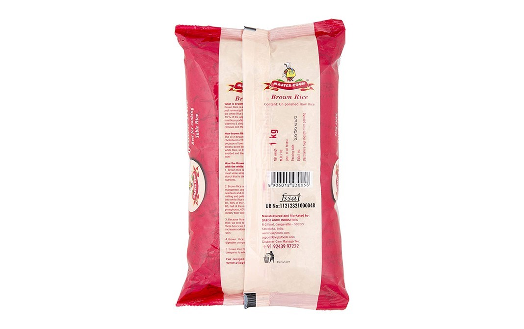 Master Cook Brown Rice Unpolished Rice   Pack  1 kilogram